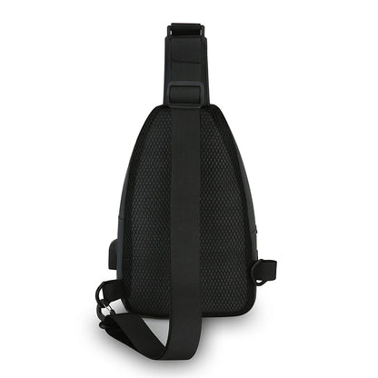 Men's Nylon Crossbody Chest Bag with USB Charging Port