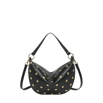 Gold Studded Hobo Bag Women – Punk PU Leather Shoulder Bag