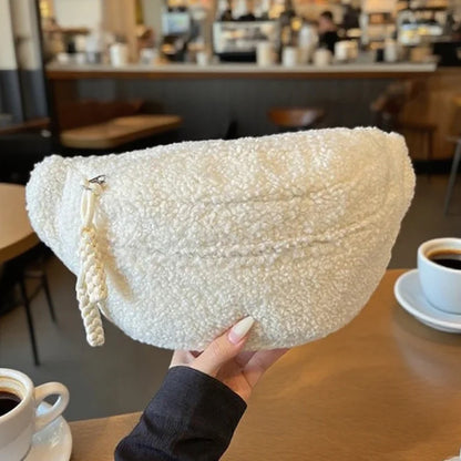 Cozy Faux Fur Waist Bag Women S Soft Winter Plush Crossbody Chest Adjustable Strap Casual Commuter