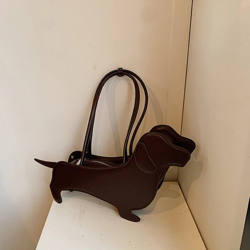 Dog Shaped Handbag - Novelty PU Leather Dachshund Shoulder Bag