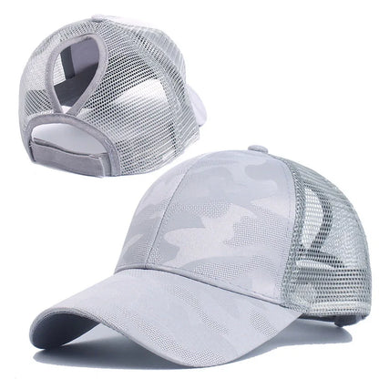 Ponytail Baseball Cap for Women – Mesh Breathable Snapback Sun Hat