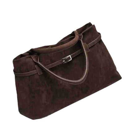 Women S Retro Suede Frosted Bag Casual Large Luxury Design Commuter High-End Armpit Soft Handle