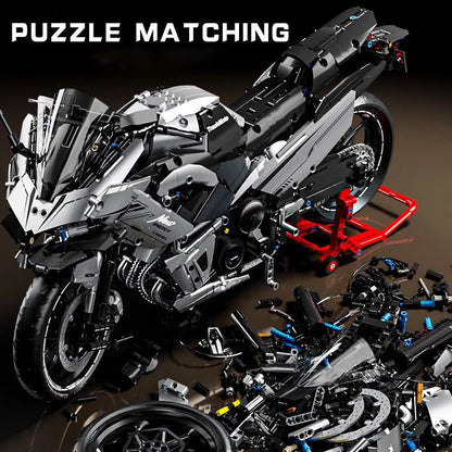 MOC Sport Touring Motorcycle Building Block Set – 1:5 Scale, 2229 Pieces