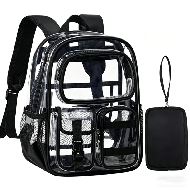Clear Backpack with Pouch – Waterproof Transparent Stadium Bag