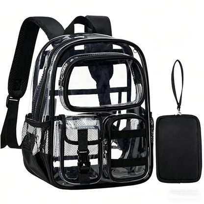 Clear Backpack with Pouch – Waterproof Transparent Stadium Bag