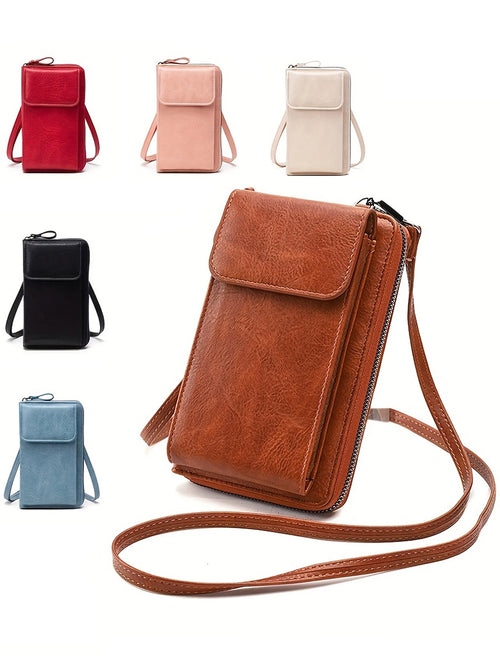 Crossbody Phone Bag – PU Leather Multi-Functional Retro Shoulder Bag
