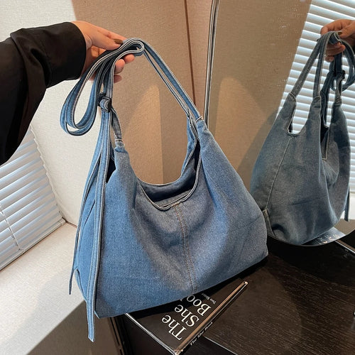 Denim Women's Crossbody Shoulder Bag – Large Capacity