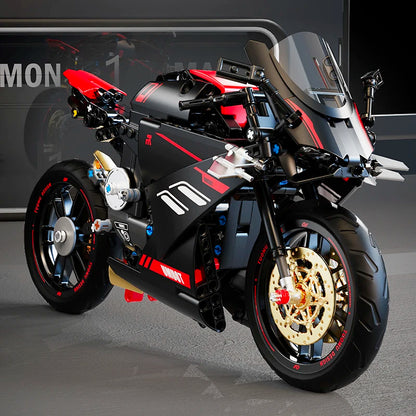 Racing Motorcycle MOC Building Blocks – 1:8 Scale Model Kit
