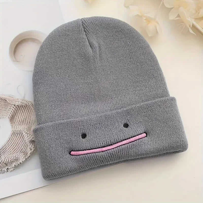 Skull Embroidery Knit Beanie – Alien Ghost Winter Hat