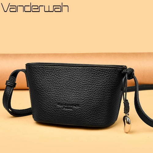 Women's Small PU Leather Crossbody Bucket Bag with Adjustable Strap