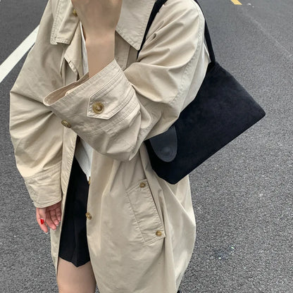 Retro Suede Shoulder Bag for Women – Luxury Underarm Handbag