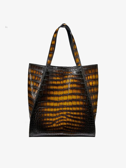 Crocodile Leather Tote Bag – Large Unisex Shoulder Handbag