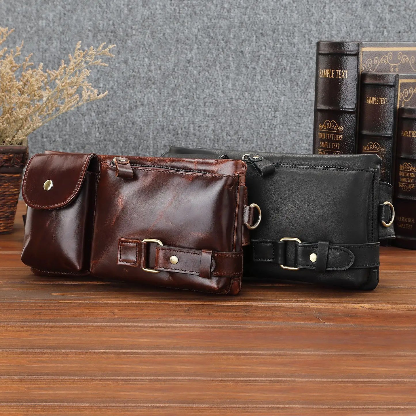 Genuine Leather Waist Bag for Men – Multi-Pocket Belt & Chest Pack