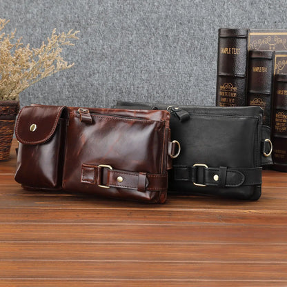 Genuine Leather Waist Bag for Men – Multi-Pocket Belt & Chest Pack