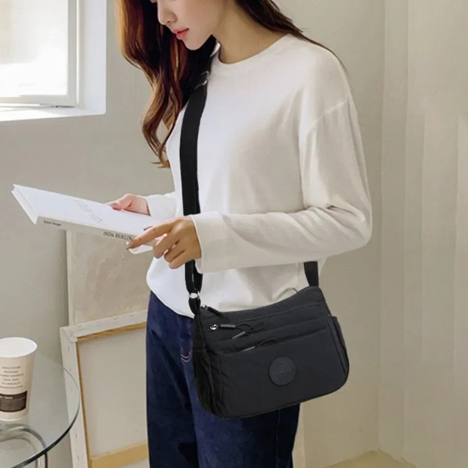Women's Multi-Pocket Crossbody Shoulder Bag – Lightweight Nylon