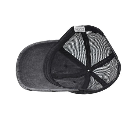 Distressed Mesh Trucker Baseball Cap – Unisex Washed Cotton Hat