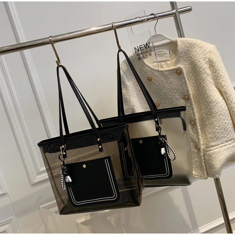 Clear Jelly Tote Bag – Large Capacity Shoulder Bag for Women