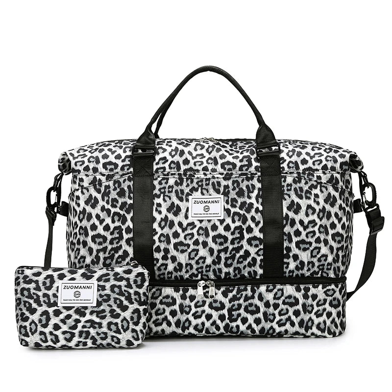 Travel Duffle Bag Set with Shoe Compartment & Cosmetic Pouch