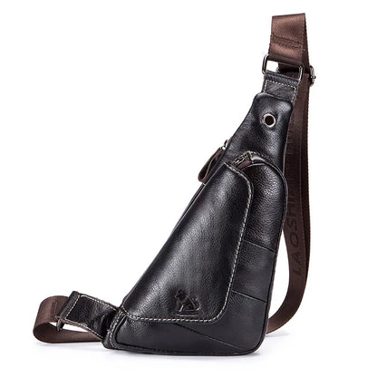 Genuine Leather Men's Triangle Sling Chest Bag – Retro Mini