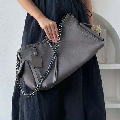 Moods Branded Shoulder Tote Bags Women Soft Pu Leather Large Capacity Commute Shopper Crossbody Bag