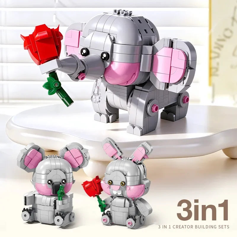 3-in-1 Animal Building Blocks Set – DIY Capybara, Panda, Penguin & More