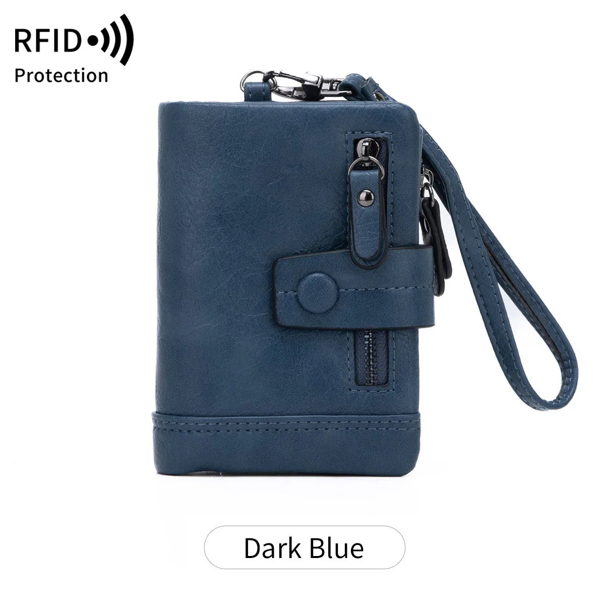 RFID Blocking Women's Short Wallet – Large Capacity with Wristlet