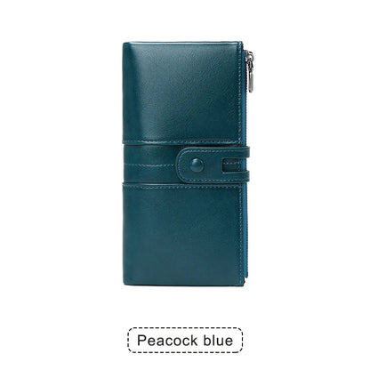 RFID Blocking Women's Long Wallet – Large Capacity Zipper Clutch