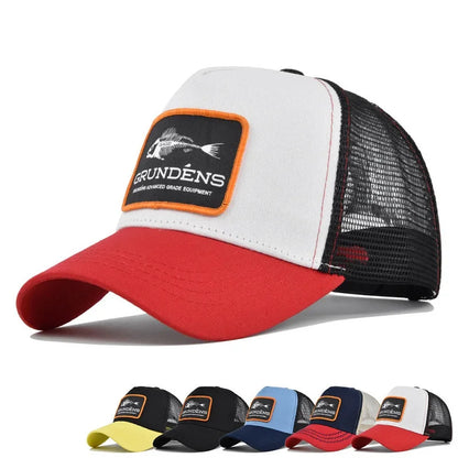 Fishing Embroidery Baseball Cap – Unisex Mesh Snapback Hat