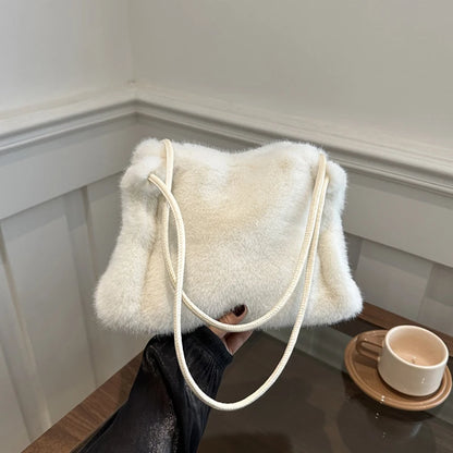 Plush Handbag for Women – Chain Crossbody Shoulder Bag