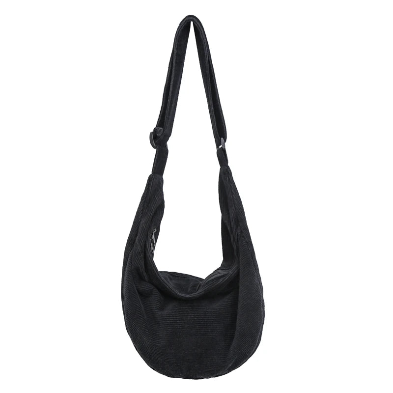Corduroy Crossbody Shoulder Bag for Women – Large Capacity