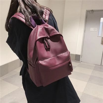 PU Leather School Backpack for Women & Teen Girls