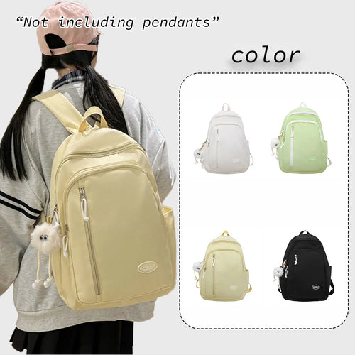 Lightweight Nylon School Backpack – Minimalist Solid Color
