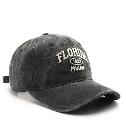 Vintage Washed Cotton Baseball Cap – Embroidered Letter Hat for Men & Women