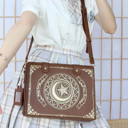 Gothic Magic Book Shoulder Bag – Y2K Aesthetic Crossbody Purse