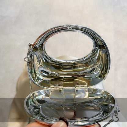 Metallic Half Moon Clutch Bag – Luxury Evening Crossbody