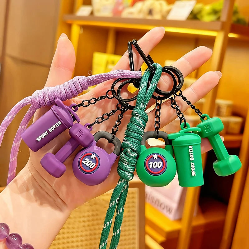 Gym Charm Keychain Set – Kettlebell, Dumbbell & Shaker
