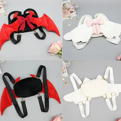 Kawaii Devil Wings Plush Backpack Y2K Lolita Cosplay Bag