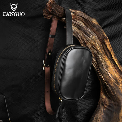 Genuine Leather Chest Bag – Adjustable Crossbody Fanny Pack