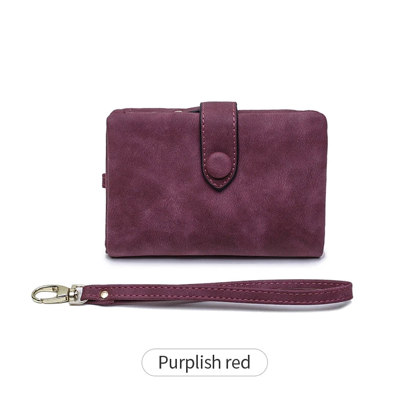 Frosted Tri-Fold Wallet for Women – Cute Multi-Card Slot Wristlet Purse