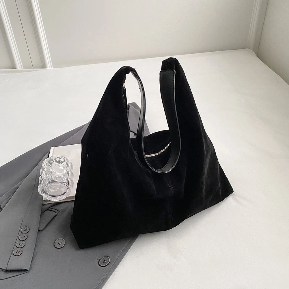 Women's Suede Hobo Shoulder Bag – Large Capacity Slouchy Handbag
