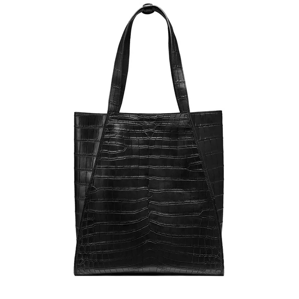 Crocodile Leather Tote Bag – Large Unisex Shoulder Handbag