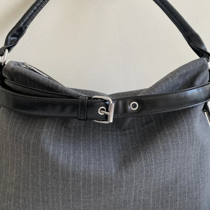 Moods Business Style Shoulder Cross Body Hobo Bags Women Cotton Fabric Striped Large Capacity