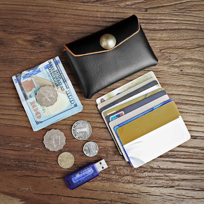 Handmade Genuine Leather Card Wallet & Coin Pouch