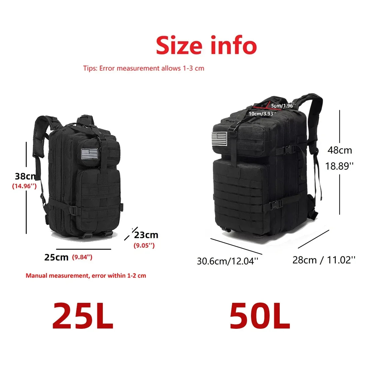 Tactical Backpack 25L/50L – Waterproof 1000D Nylon Outdoor Rucksack