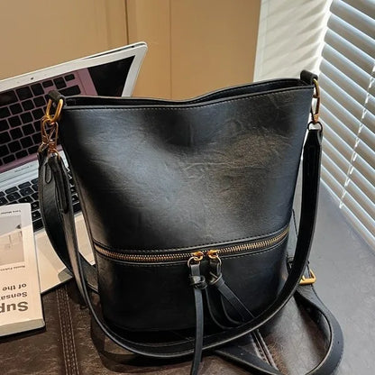 Cross-Border Retro Bag Women S Autumn Winter Versatile Commuter Shoulder Bucket Premium Messenger
