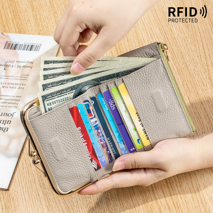 RFID Blocking Women's Genuine Leather Serpentine Clutch Wallet