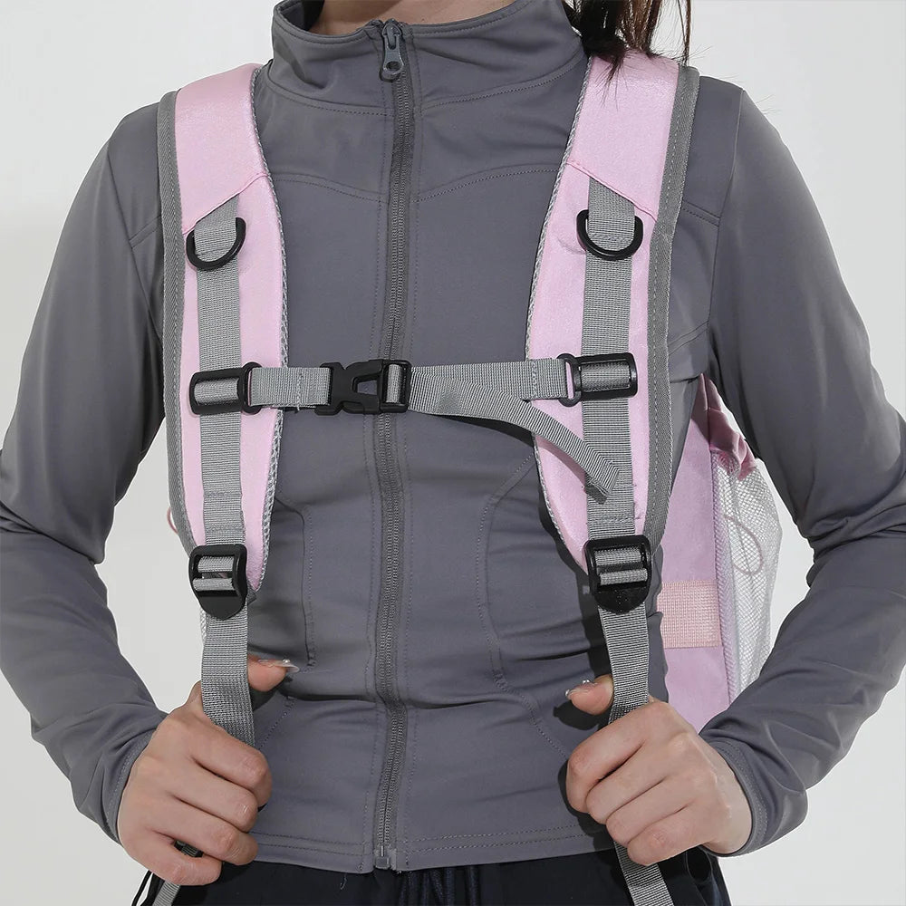 Star Print Nylon School Backpack with Bungee Cord