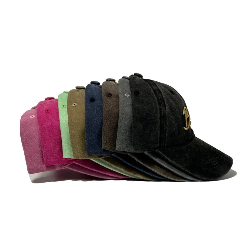 Washed Cotton Embroidered Baseball Cap – Unisex Casual Dad Hat