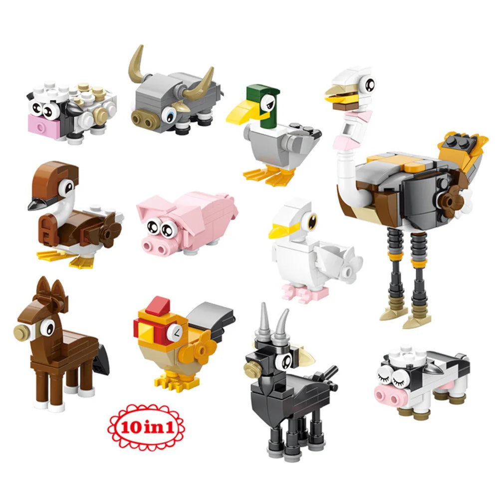 10-in-1 Animal World Building Blocks Kit – Elephant, Giraffe & More