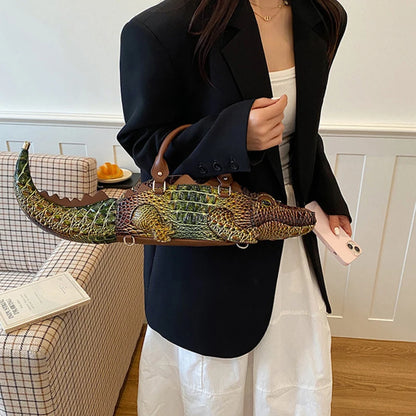 Crocodile Shaped Handbag – Women's Luxury 3D Animal Shoulder Bag